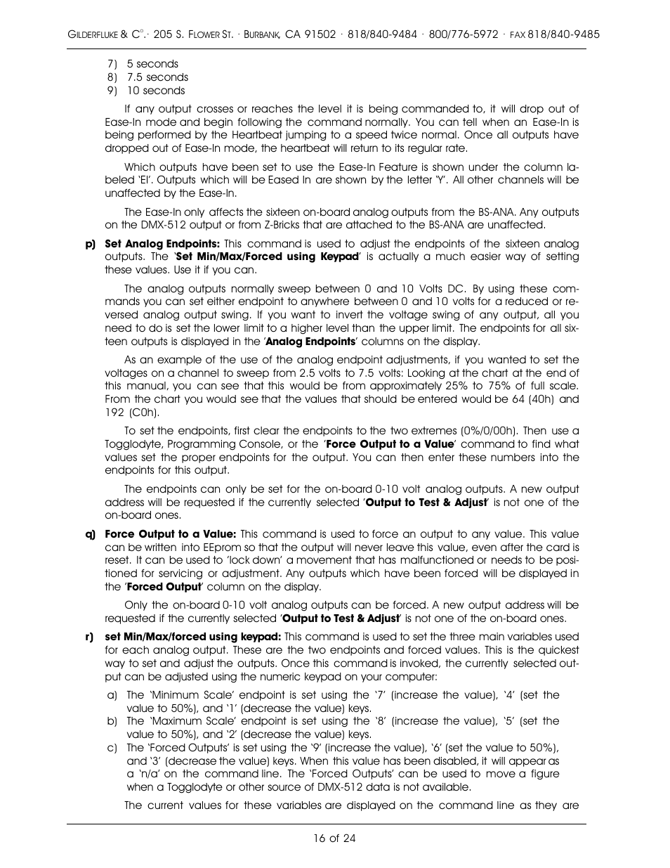 Gilderfluke&Co Analog Output Smart Brick (ver 2.nn w/Eprom memory) User Manual | Page 20 / 28