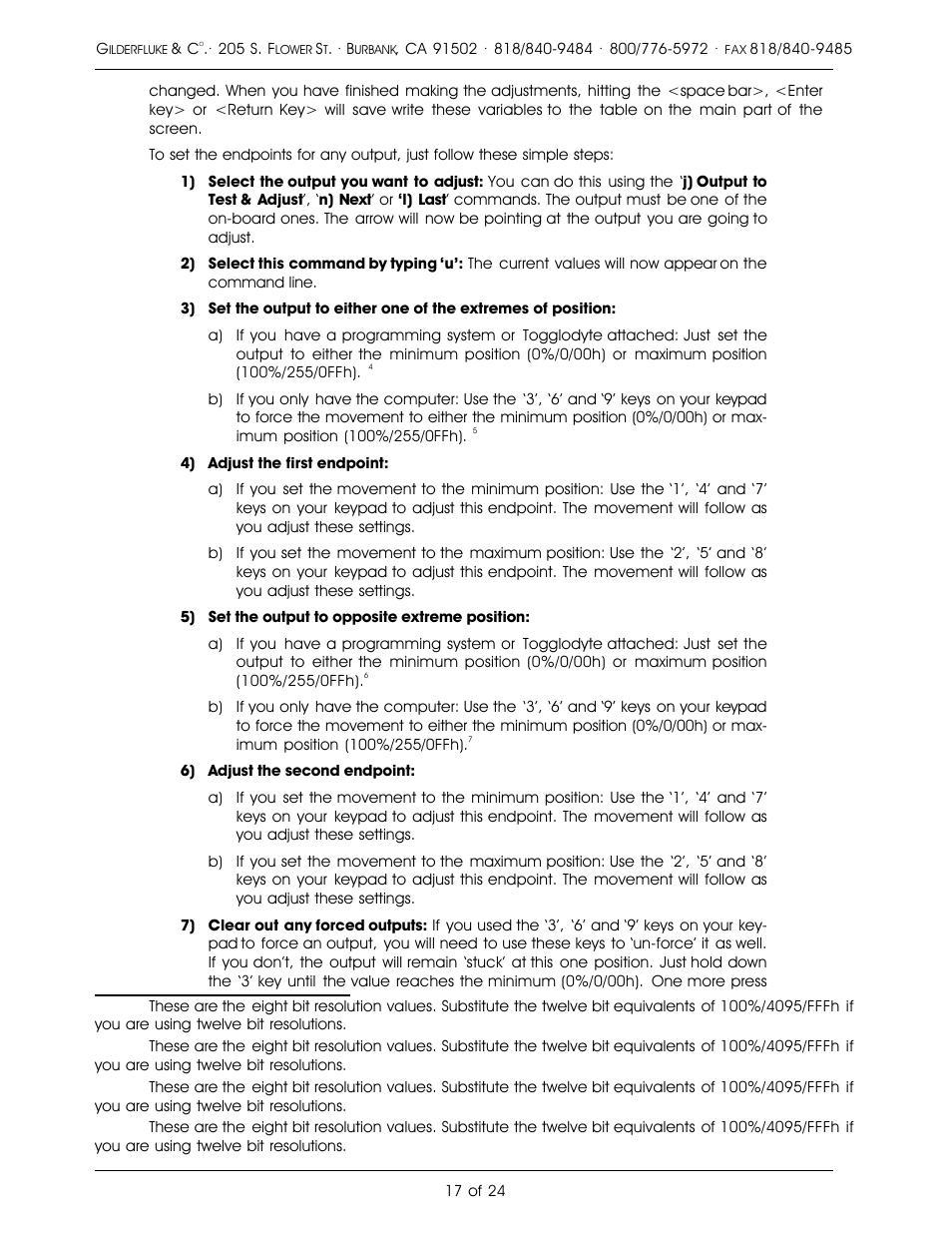 Gilderfluke&Co Analog Output Smart Brick (ver 2.nn w/Eprom memory) User Manual | Page 21 / 28