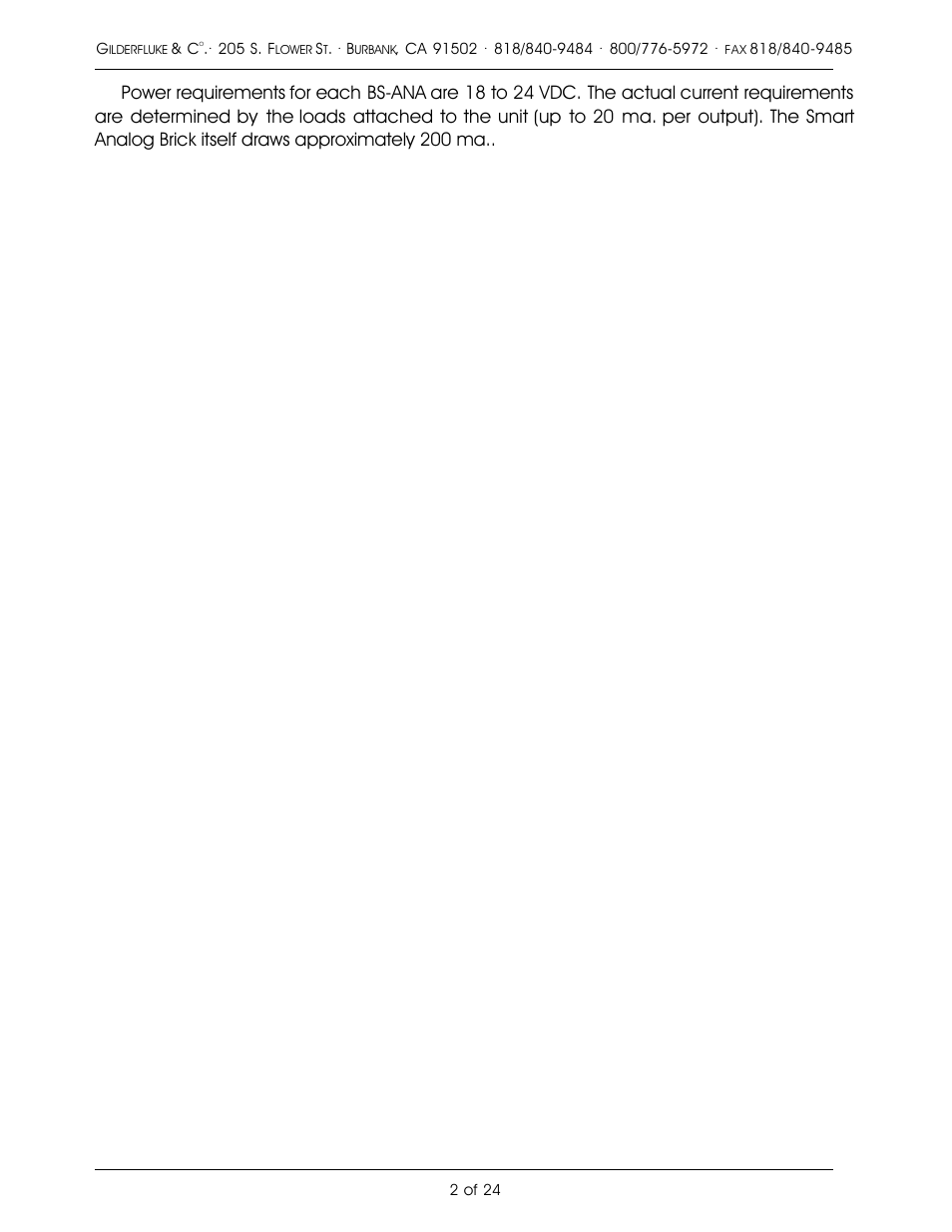 Gilderfluke&Co Analog Output Smart Brick (ver 2.nn w/Eprom memory) User Manual | Page 6 / 28