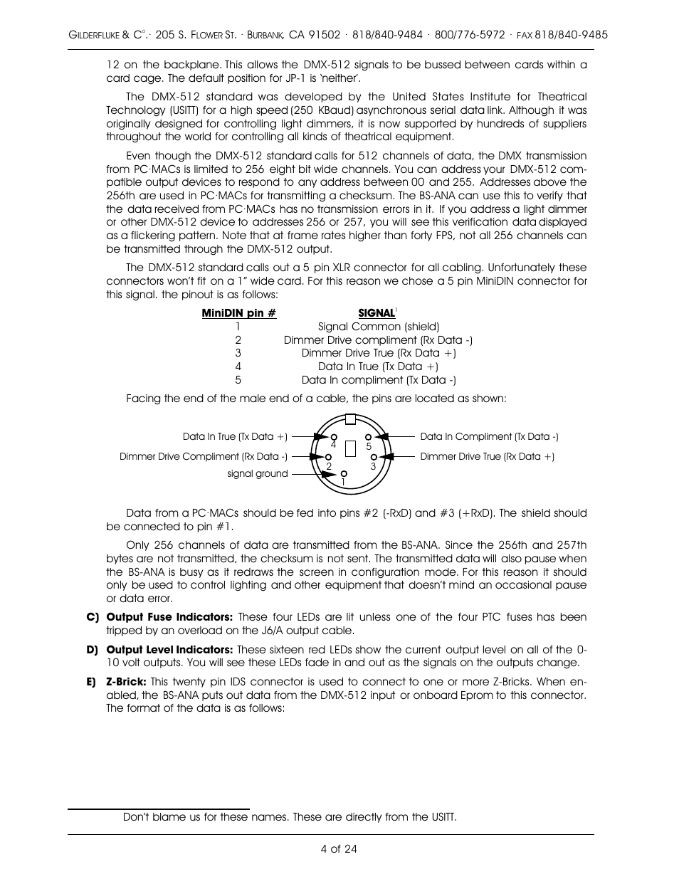 Gilderfluke&Co Analog Output Smart Brick (ver 2.nn w/Eprom memory) User Manual | Page 8 / 28