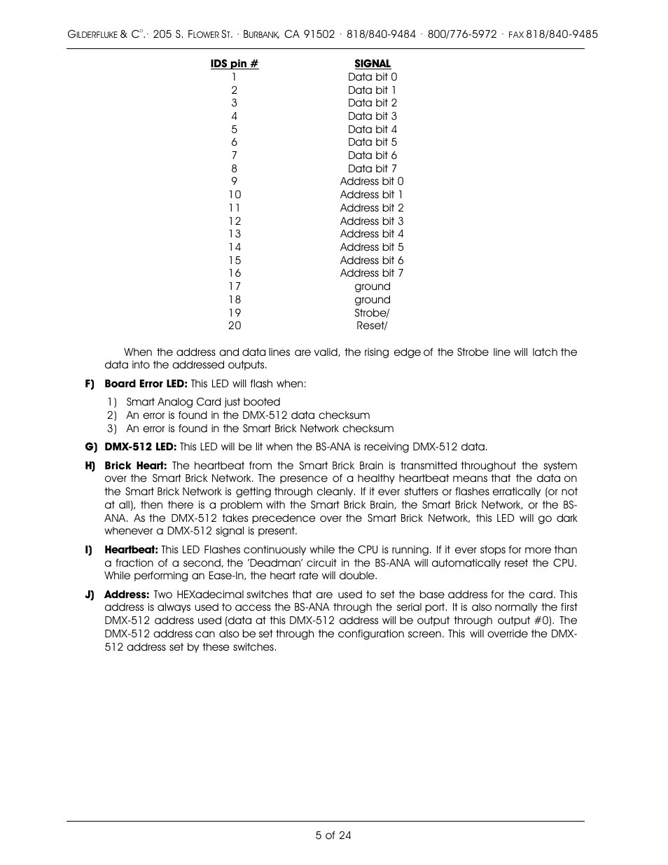 Gilderfluke&Co Analog Output Smart Brick (ver 2.nn w/Eprom memory) User Manual | Page 9 / 28