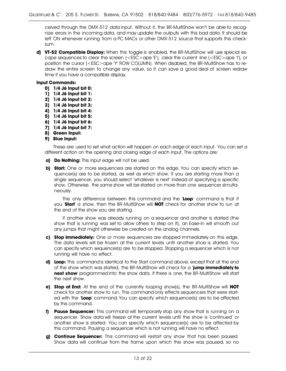 Gilderfluke&Co DMX-512 Output MultiShow Brick User Manual | Page 17 / 26