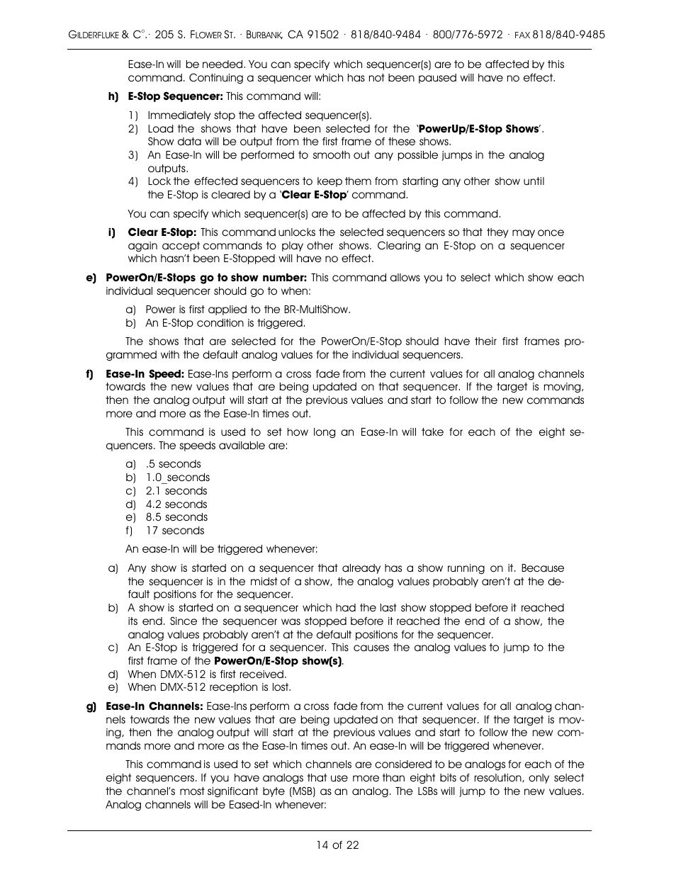 Gilderfluke&Co DMX-512 Output MultiShow Brick User Manual | Page 18 / 26