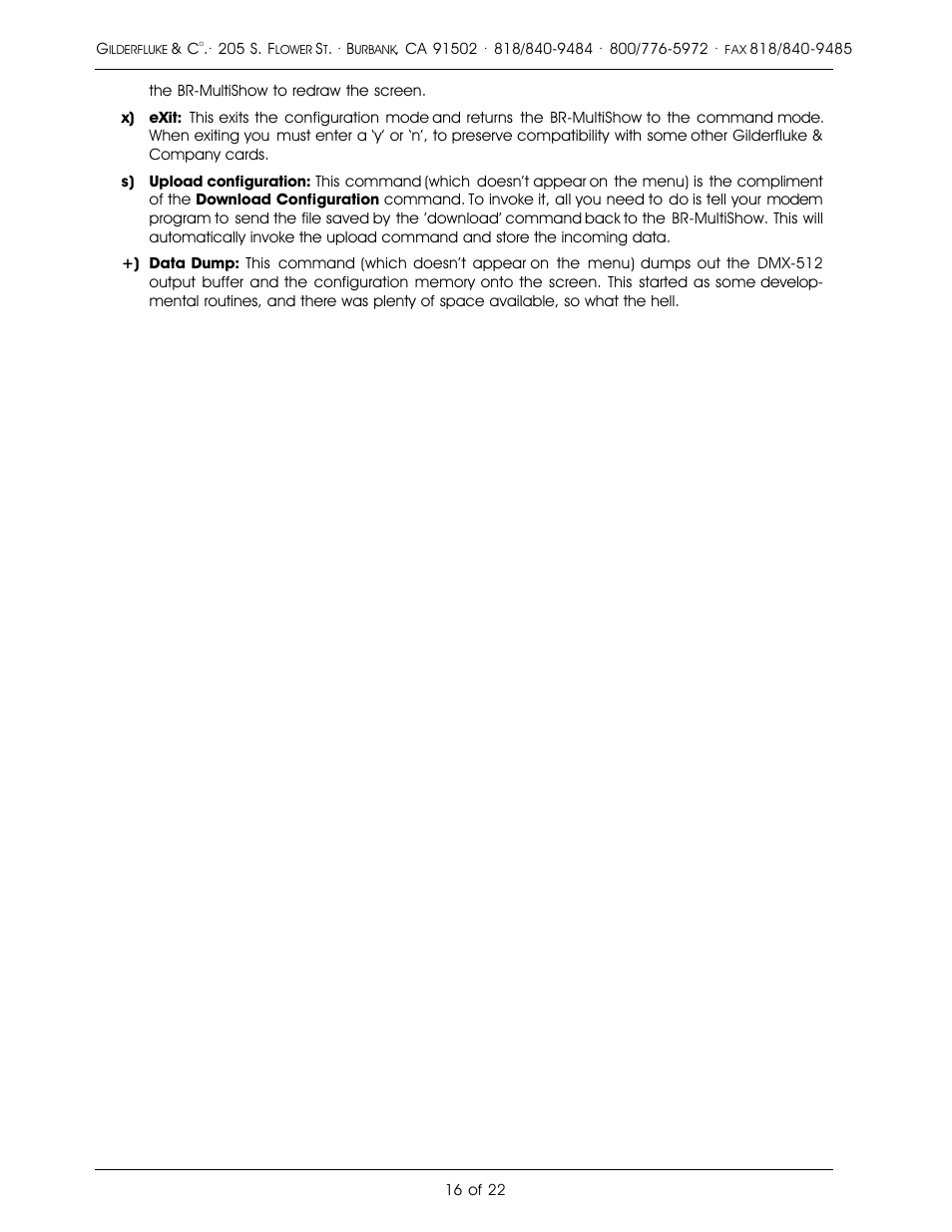 Gilderfluke&Co DMX-512 Output MultiShow Brick User Manual | Page 20 / 26