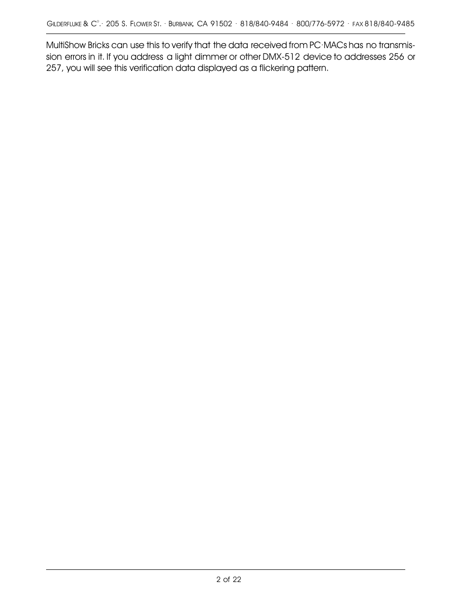 Gilderfluke&Co DMX-512 Output MultiShow Brick User Manual | Page 6 / 26