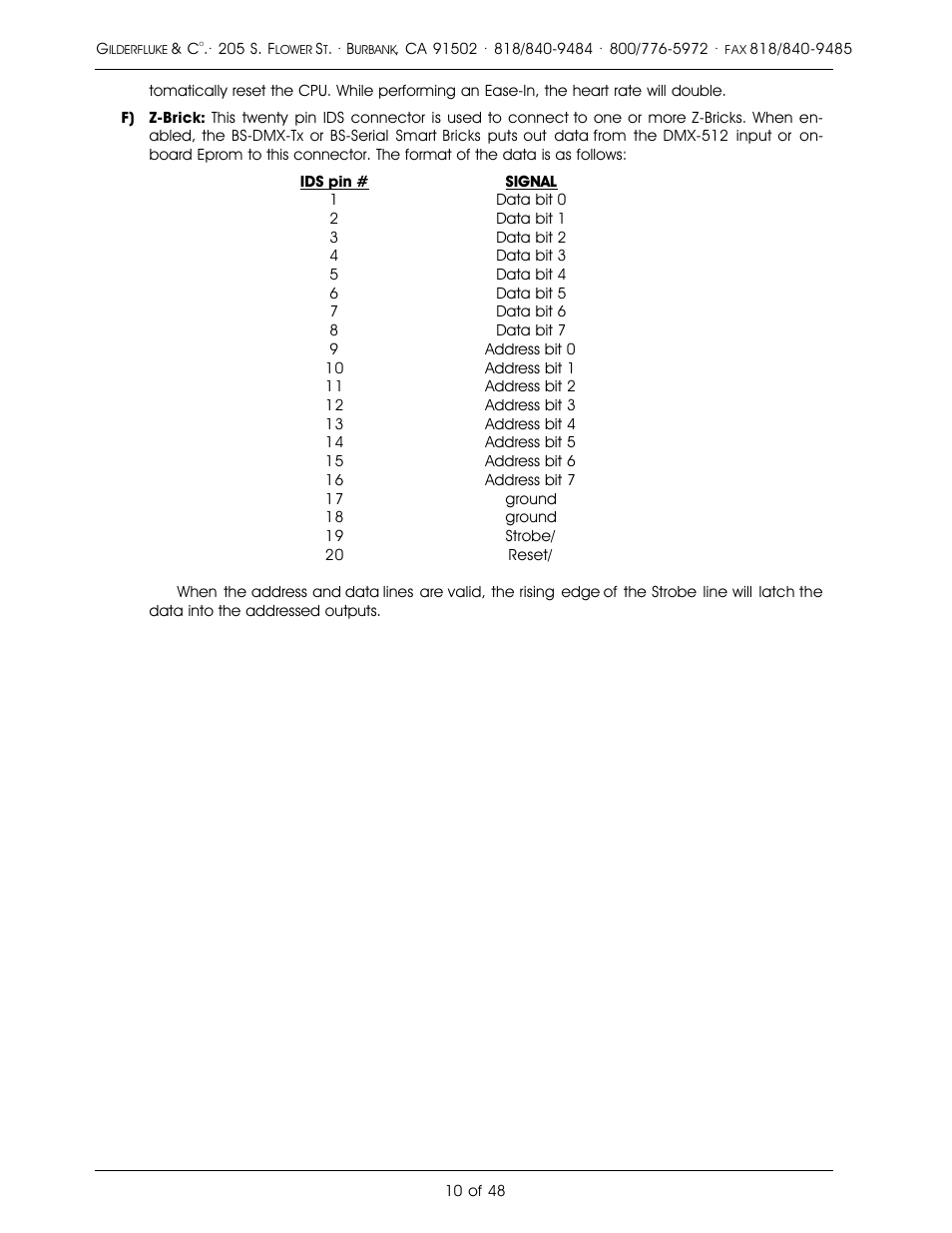 Gilderfluke&Co DMX-512, Serial, and MIDI Output Smart Bricks User Manual | Page 10 / 48
