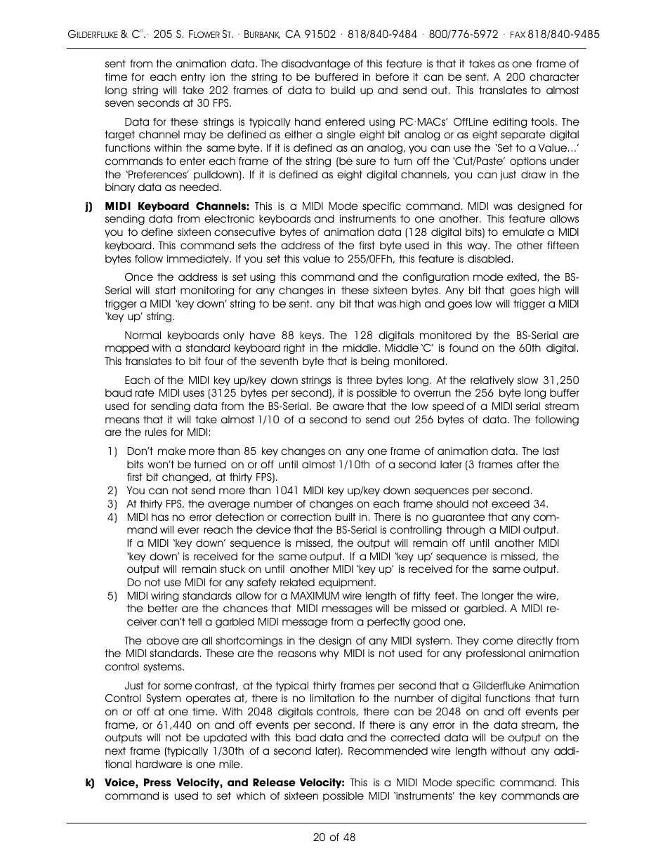 Gilderfluke&Co DMX-512, Serial, and MIDI Output Smart Bricks User Manual | Page 20 / 48