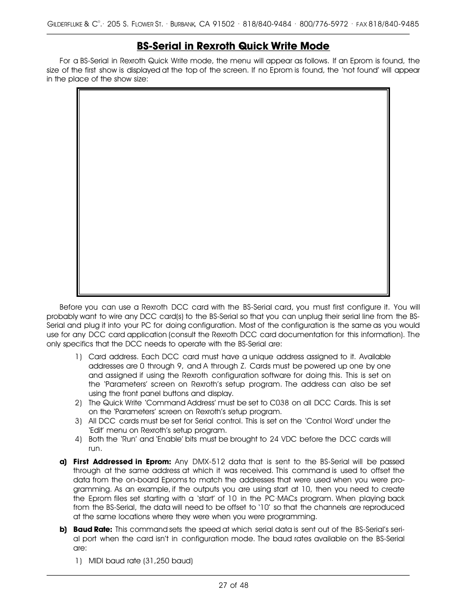 Bs-serial in rexroth quick write mode | Gilderfluke&Co DMX-512, Serial, and MIDI Output Smart Bricks User Manual | Page 27 / 48