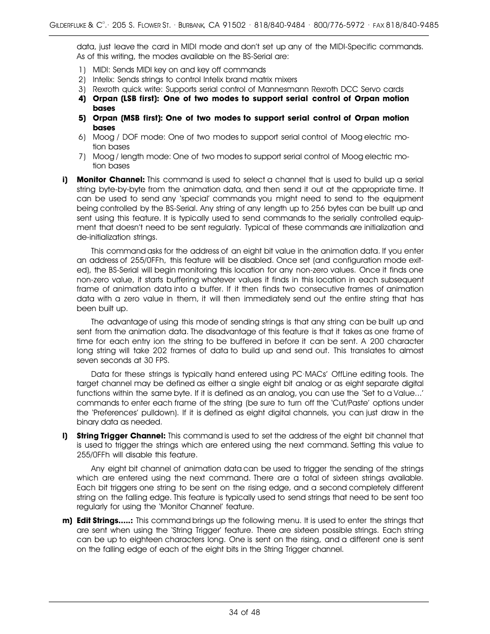 Gilderfluke&Co DMX-512, Serial, and MIDI Output Smart Bricks User Manual | Page 34 / 48