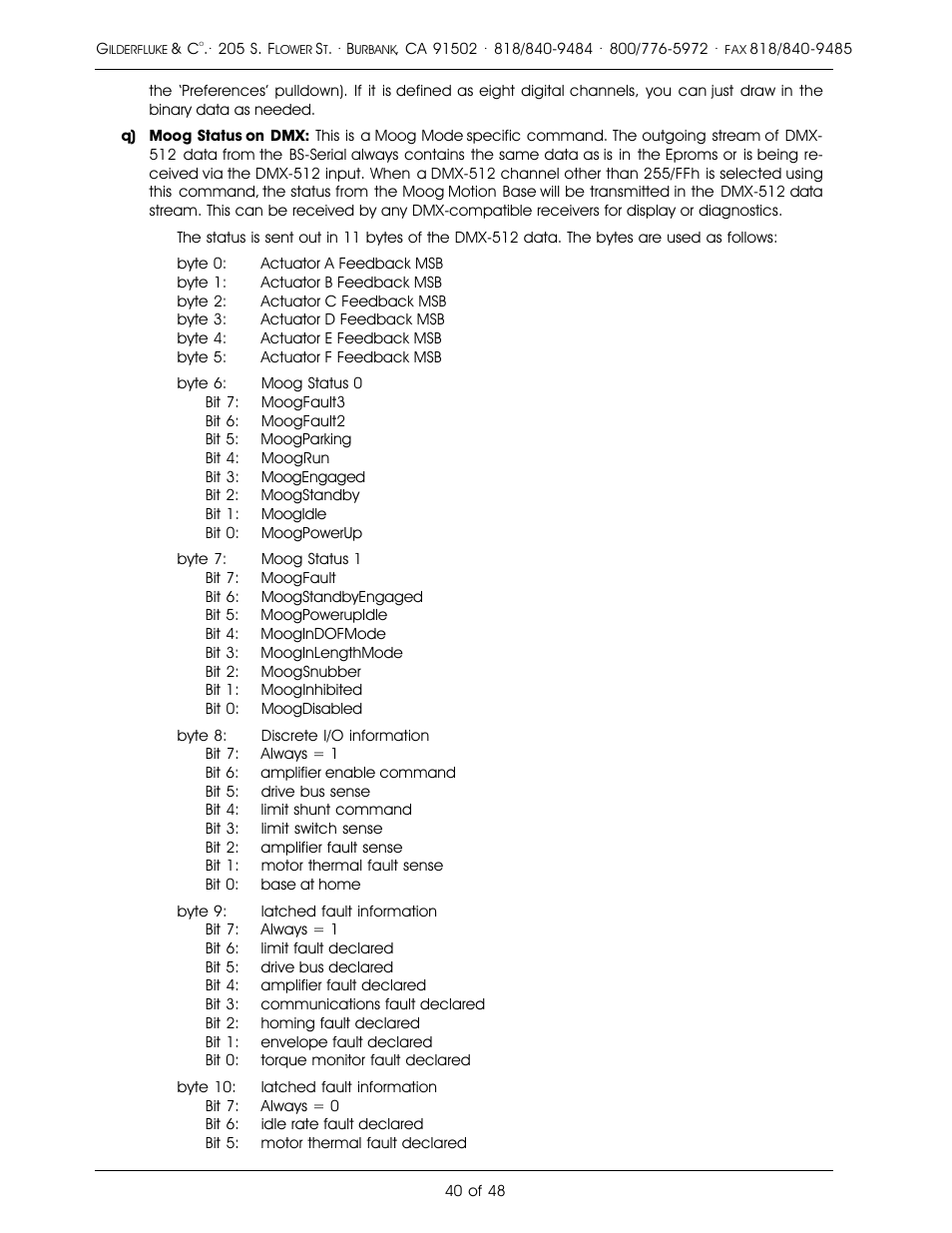 Gilderfluke&Co DMX-512, Serial, and MIDI Output Smart Bricks User Manual | Page 40 / 48