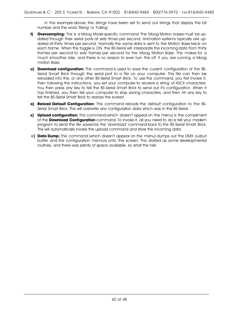Gilderfluke&Co DMX-512, Serial, and MIDI Output Smart Bricks User Manual | Page 42 / 48