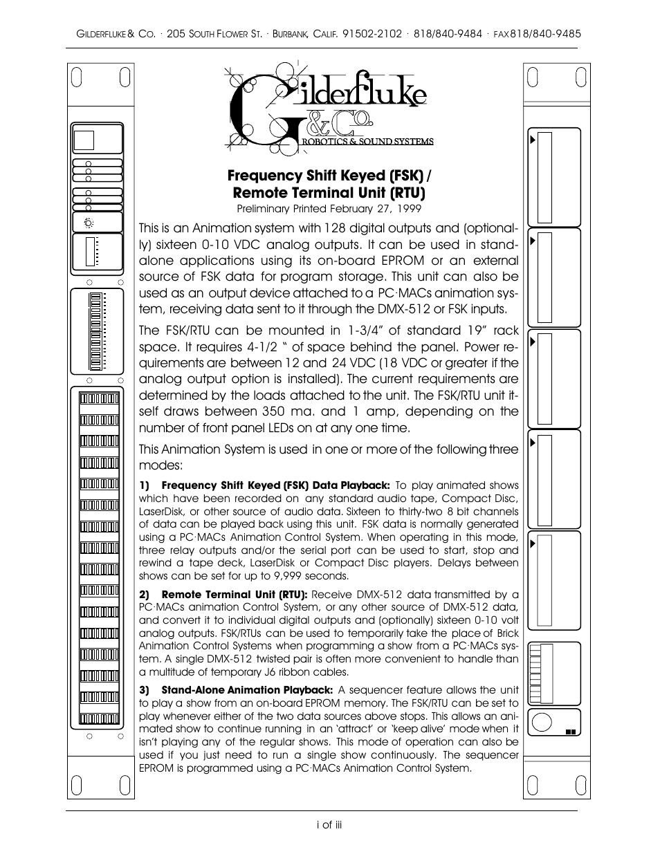 Gilderfluke&Co Frequency Shift Keyed/Remote Terminal Unit User Manual | 29 pages