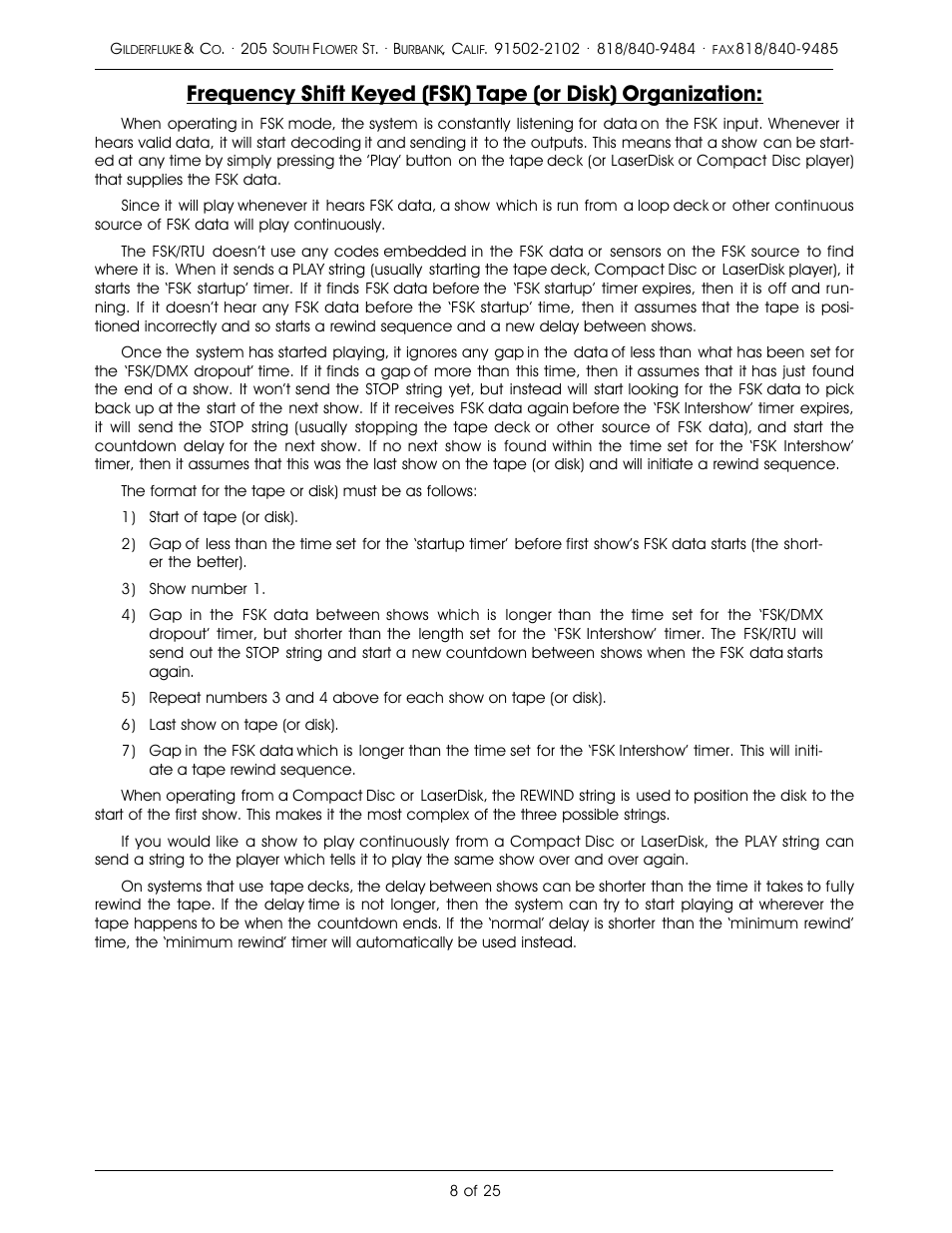 Gilderfluke&Co Frequency Shift Keyed/Remote Terminal Unit User Manual | Page 12 / 29