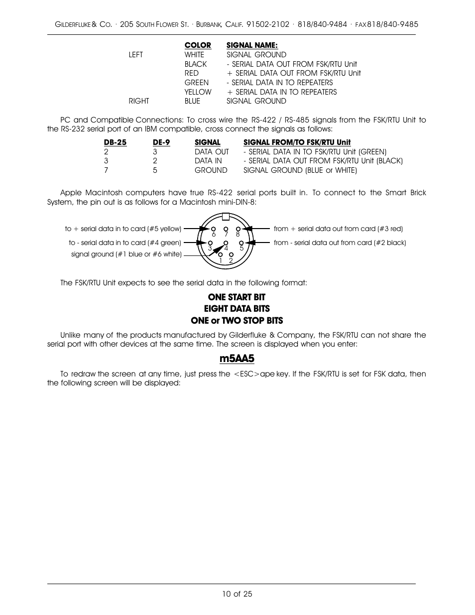 M5aa5 | Gilderfluke&Co Frequency Shift Keyed/Remote Terminal Unit User Manual | Page 14 / 29