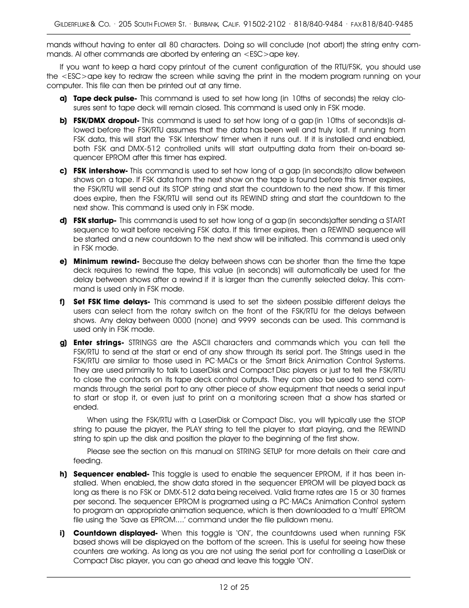 Gilderfluke&Co Frequency Shift Keyed/Remote Terminal Unit User Manual | Page 16 / 29