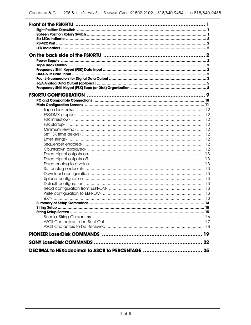 Front of the fsk/rtu, On the back side of the fsk/rtu, Fsk/rtu configuration | Gilderfluke&Co Frequency Shift Keyed/Remote Terminal Unit User Manual | Page 3 / 29