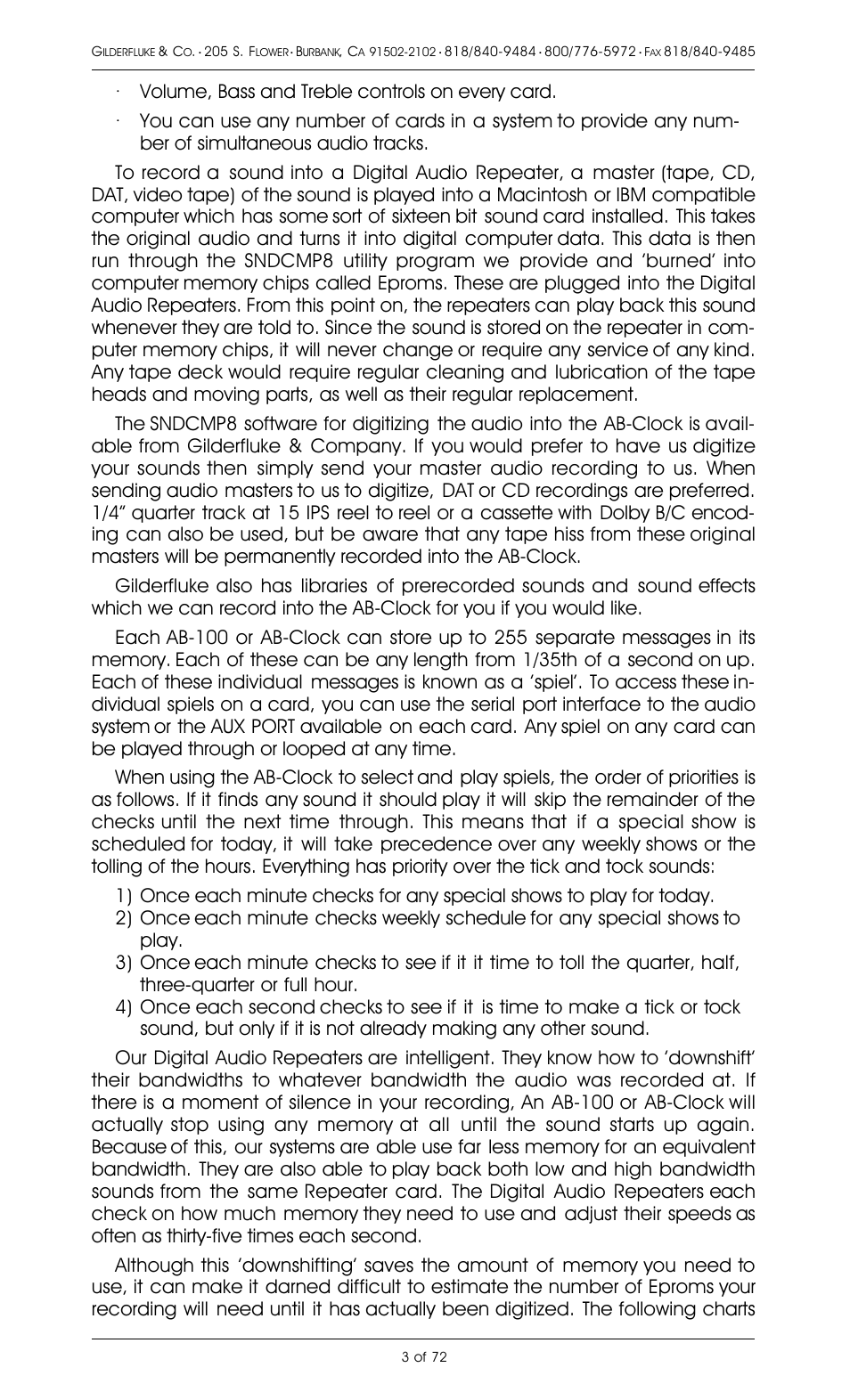Gilderfluke&Co 8 Bit Digital Audio Systems User Manual | Page 11 / 80
