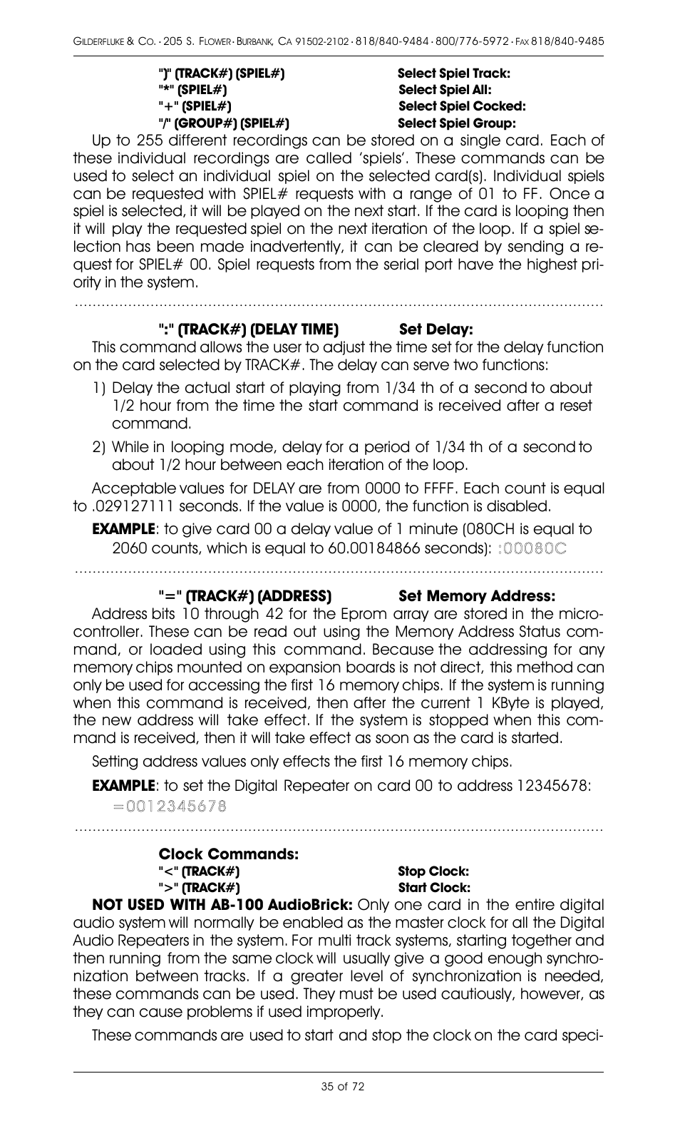 Gilderfluke&Co 8 Bit Digital Audio Systems User Manual | Page 43 / 80