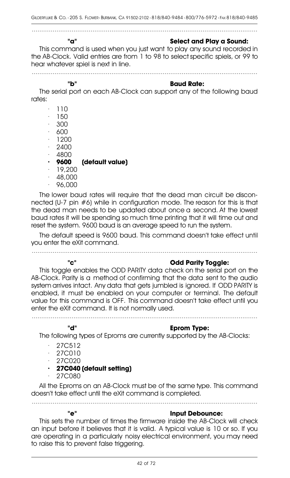Gilderfluke&Co 8 Bit Digital Audio Systems User Manual | Page 50 / 80
