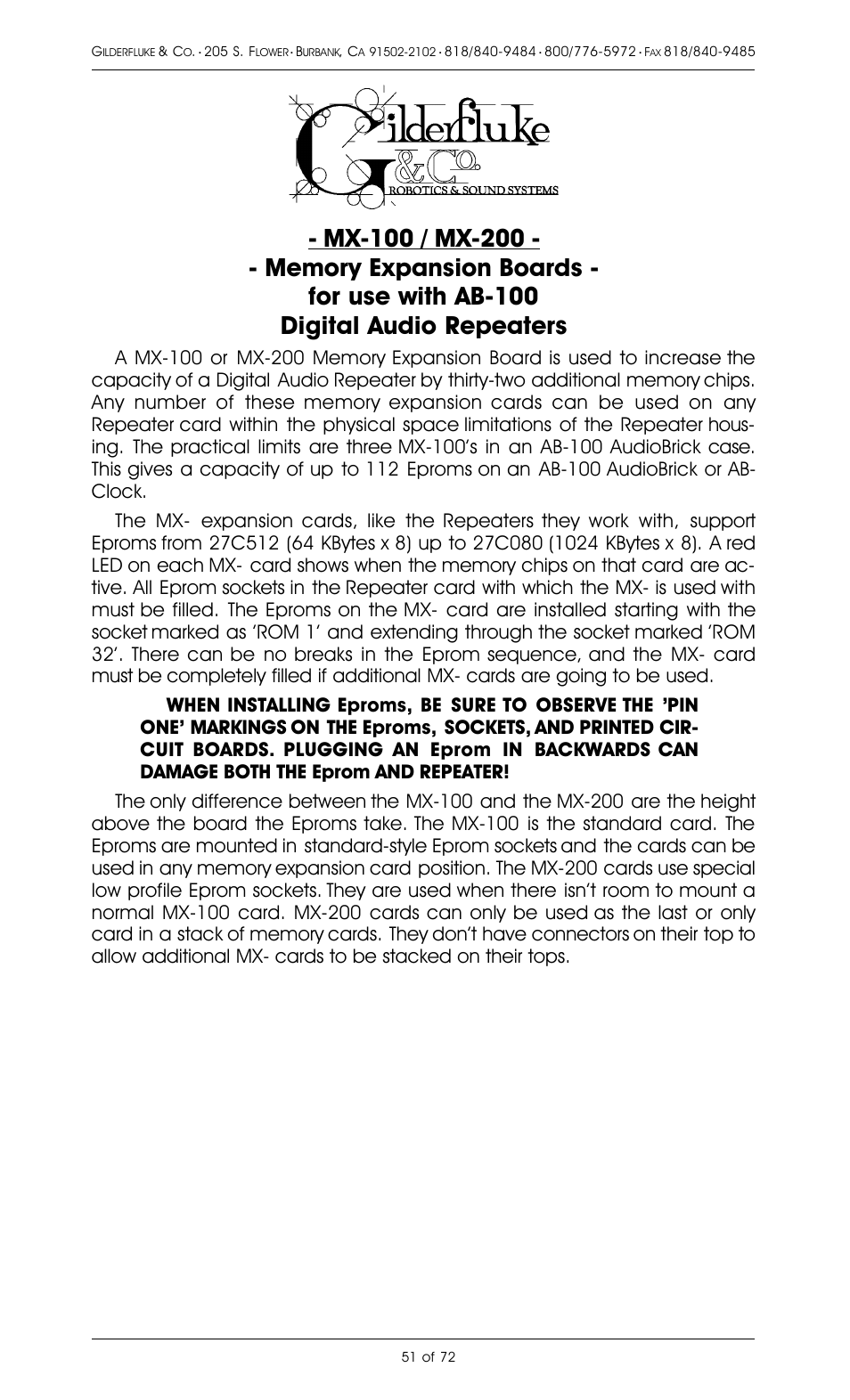 Gilderfluke&Co 8 Bit Digital Audio Systems User Manual | Page 59 / 80
