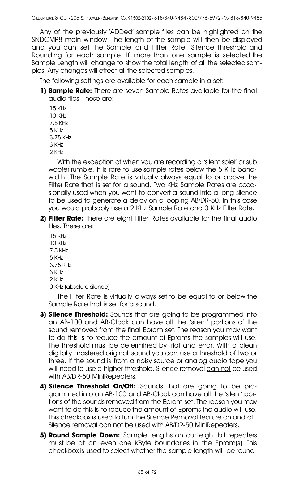 Gilderfluke&Co 8 Bit Digital Audio Systems User Manual | Page 73 / 80