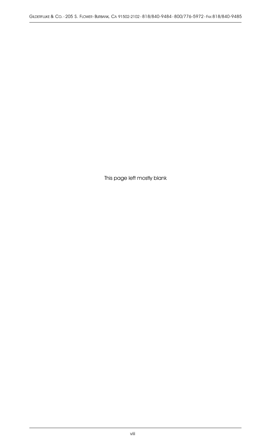This page left mostly blank | Gilderfluke&Co 8 Bit Digital Audio Systems User Manual | Page 8 / 80