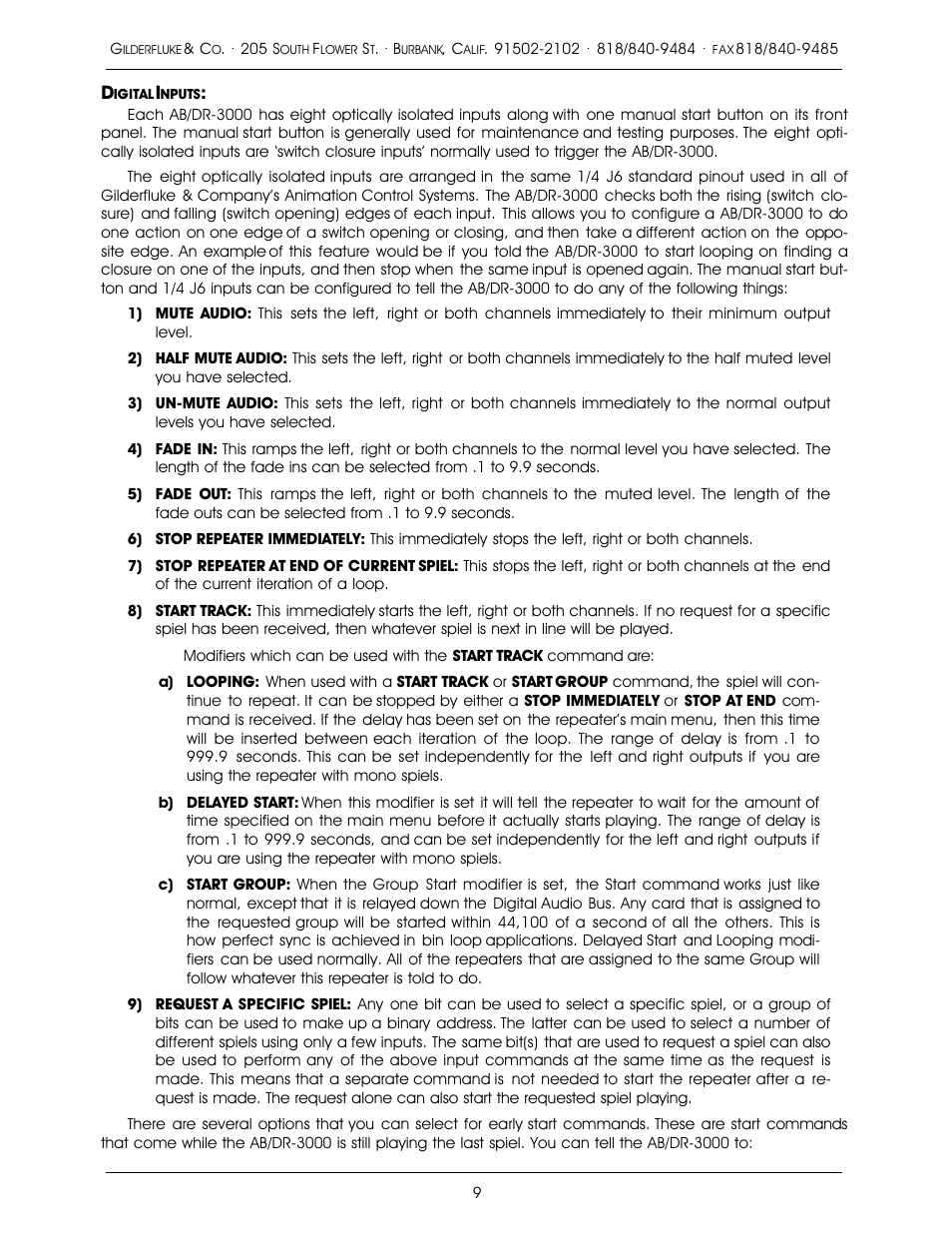 Gilderfluke&Co 16 Bit CD-Quality Digital Audio Systems User Manual | Page 17 / 100
