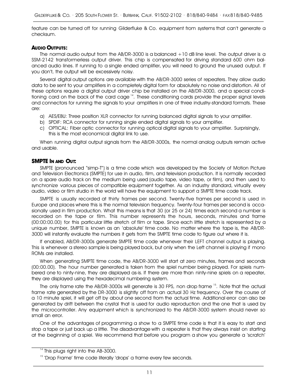 Smpte i | Gilderfluke&Co 16 Bit CD-Quality Digital Audio Systems User Manual | Page 19 / 100