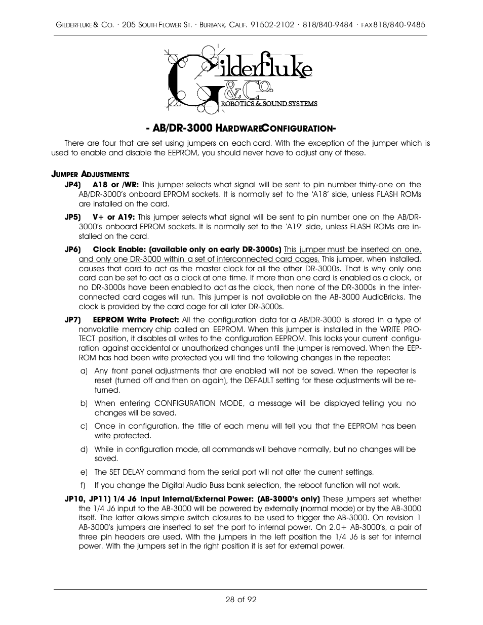 Ab/dr-3000 h | Gilderfluke&Co 16 Bit CD-Quality Digital Audio Systems User Manual | Page 36 / 100