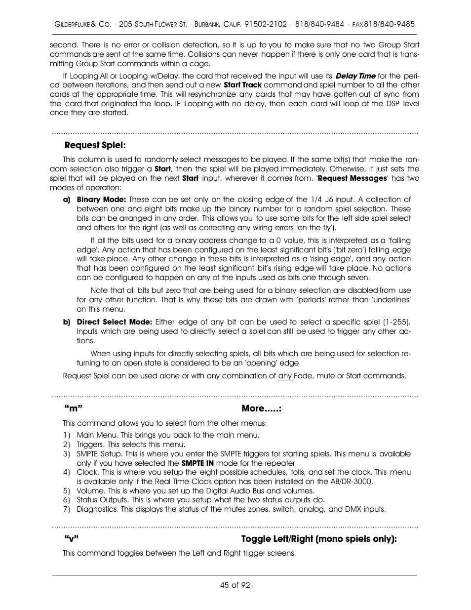 Gilderfluke&Co 16 Bit CD-Quality Digital Audio Systems User Manual | Page 53 / 100
