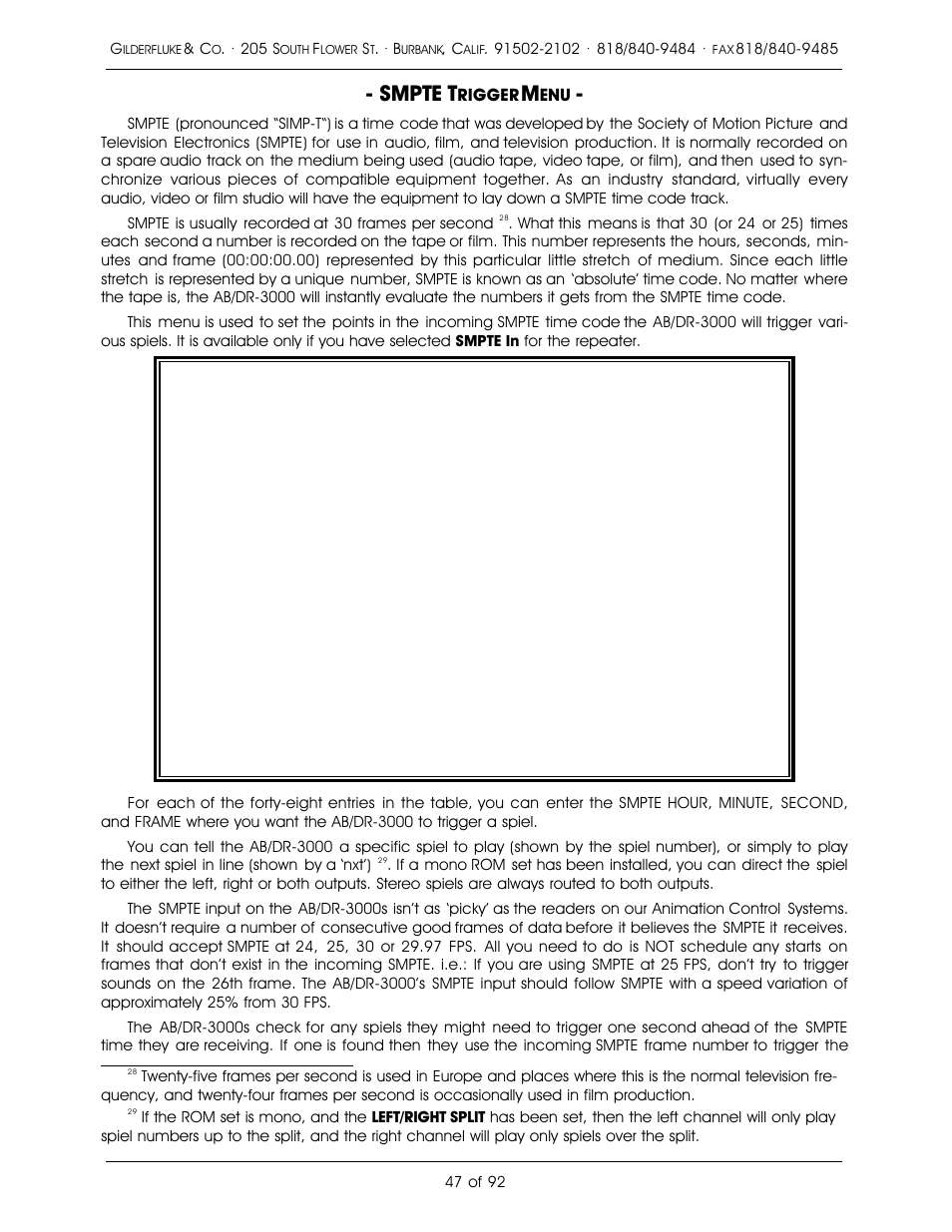Smpte t | Gilderfluke&Co 16 Bit CD-Quality Digital Audio Systems User Manual | Page 55 / 100