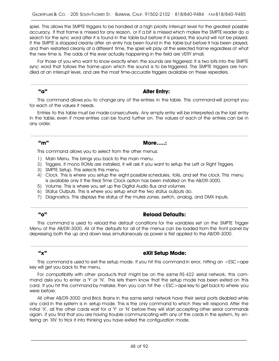Gilderfluke&Co 16 Bit CD-Quality Digital Audio Systems User Manual | Page 56 / 100