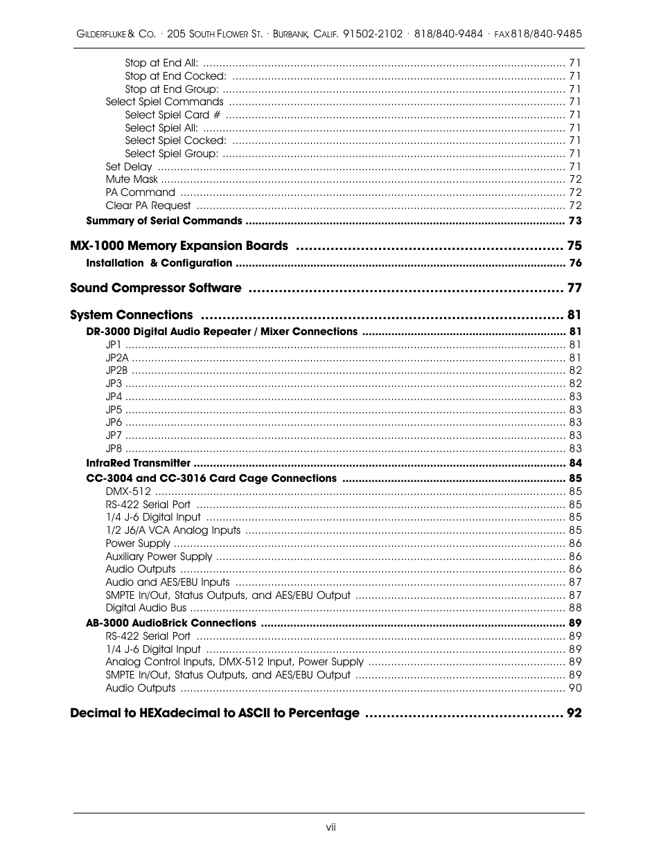 Gilderfluke&Co 16 Bit CD-Quality Digital Audio Systems User Manual | Page 7 / 100