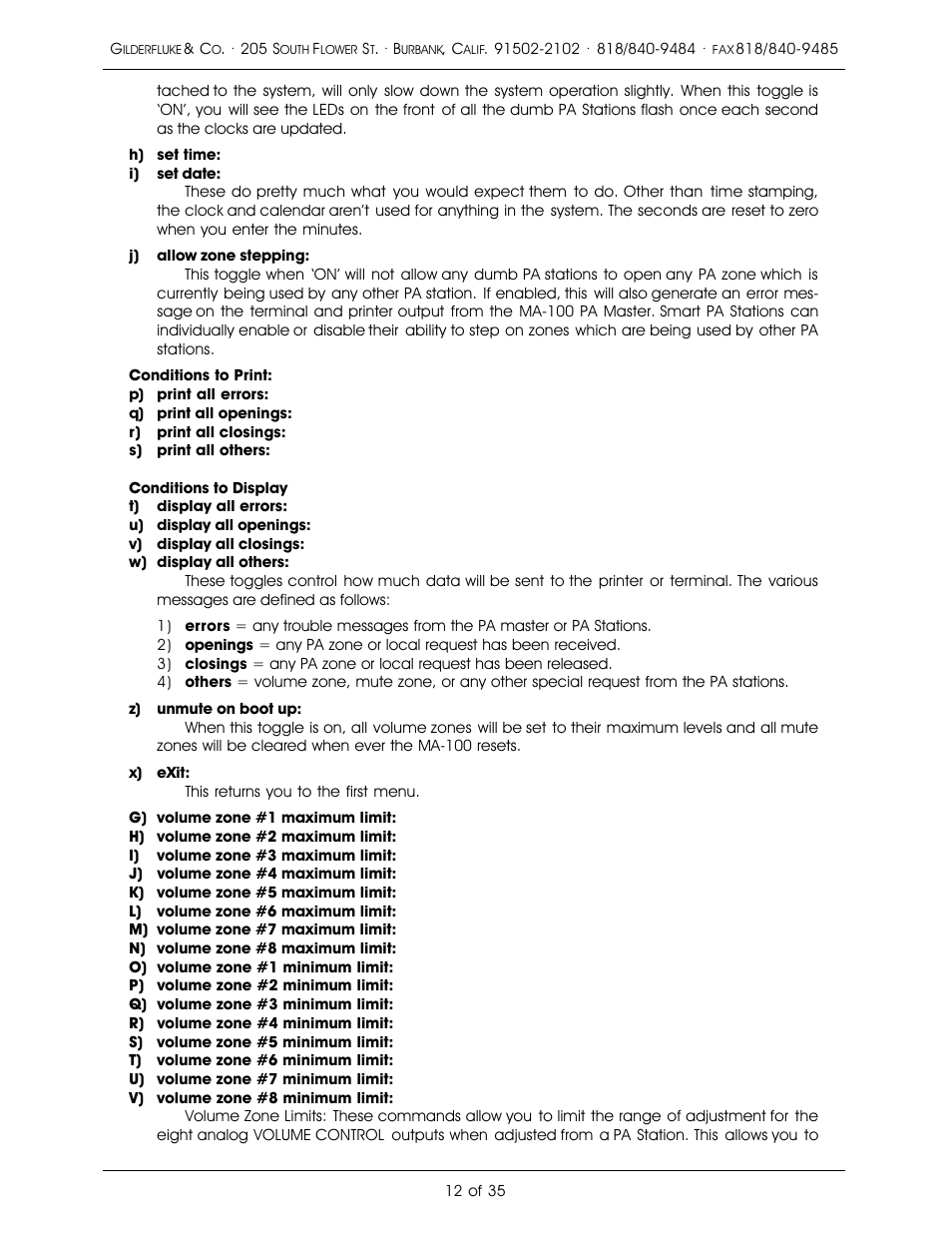 Gilderfluke&Co PA System User Manual | Page 16 / 39