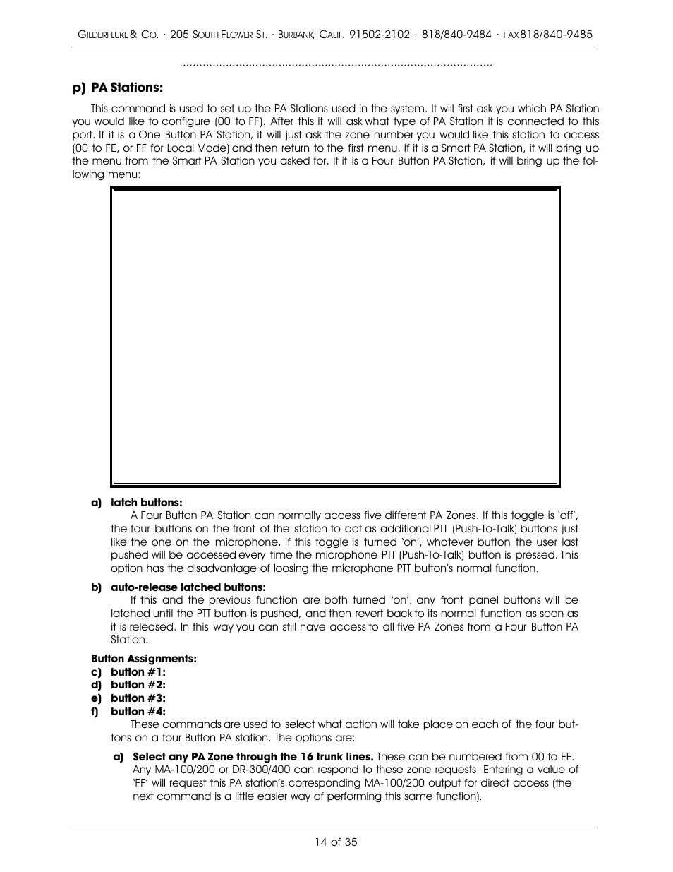 P) pa stations | Gilderfluke&Co PA System User Manual | Page 18 / 39