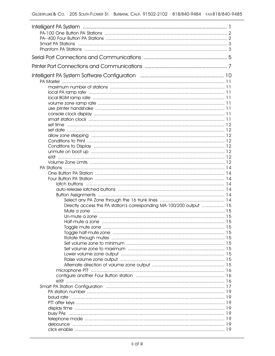 Gilderfluke&Co PA System User Manual | Page 2 / 39