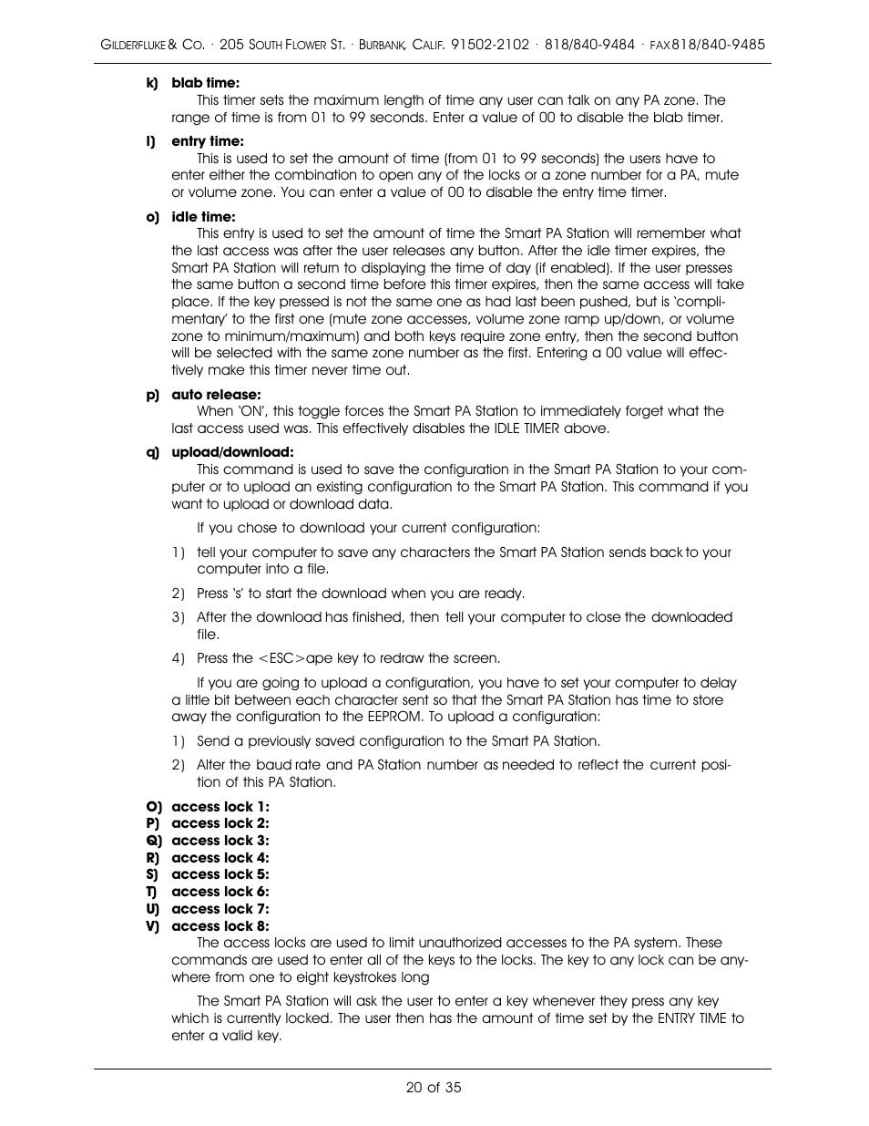 Gilderfluke&Co PA System User Manual | Page 24 / 39