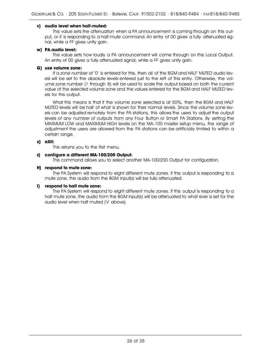 Gilderfluke&Co PA System User Manual | Page 30 / 39