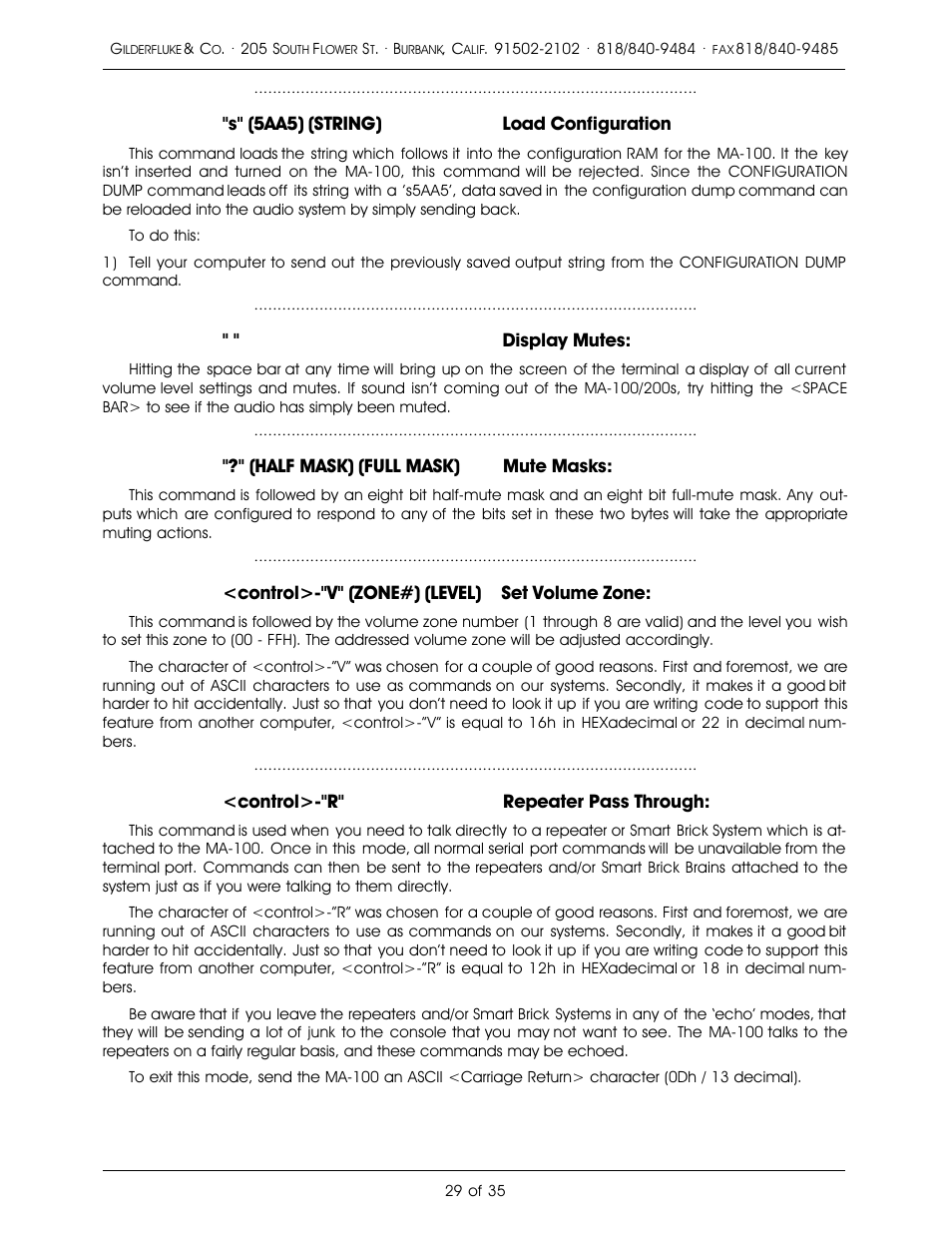 Gilderfluke&Co PA System User Manual | Page 33 / 39