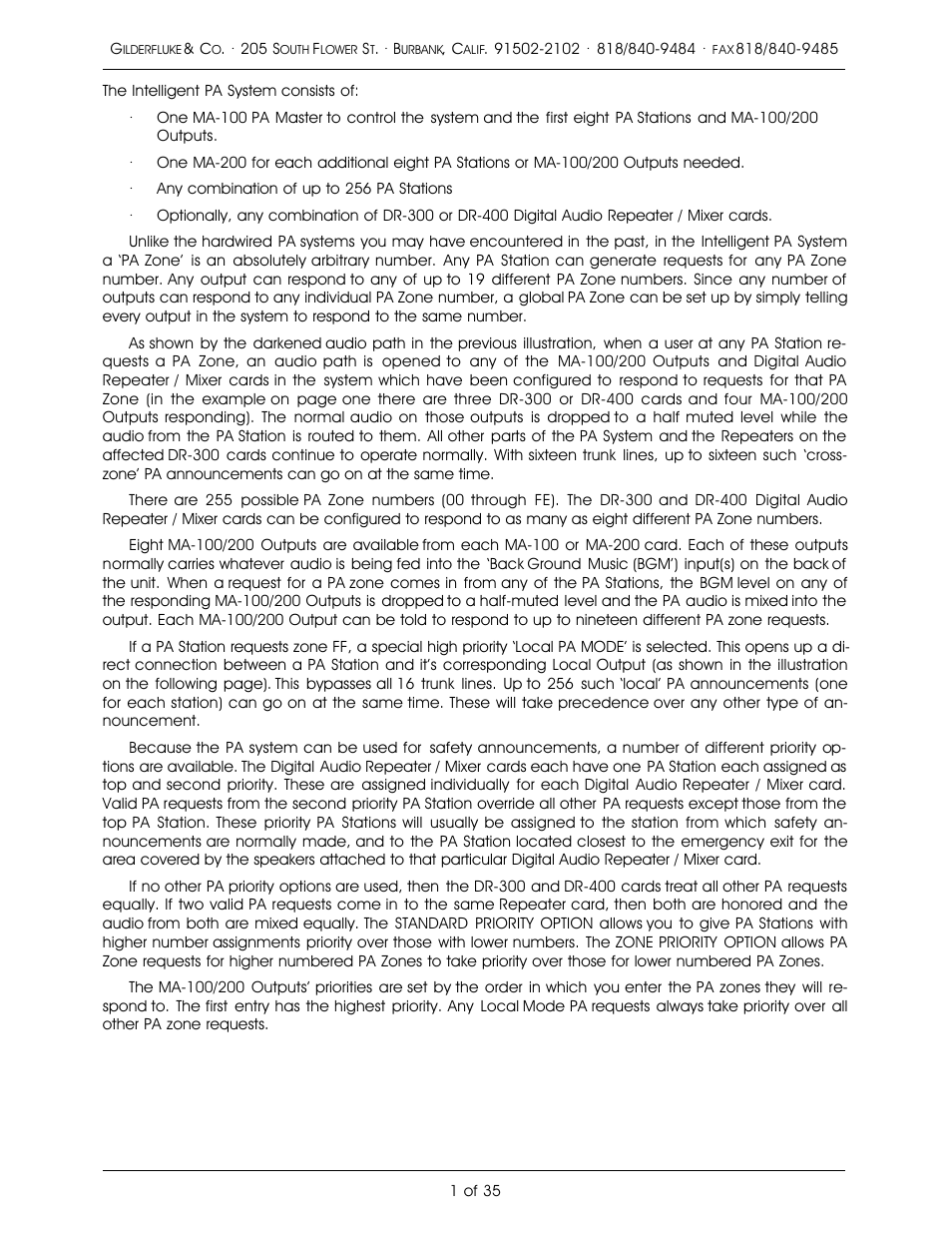 Gilderfluke&Co PA System User Manual | Page 5 / 39