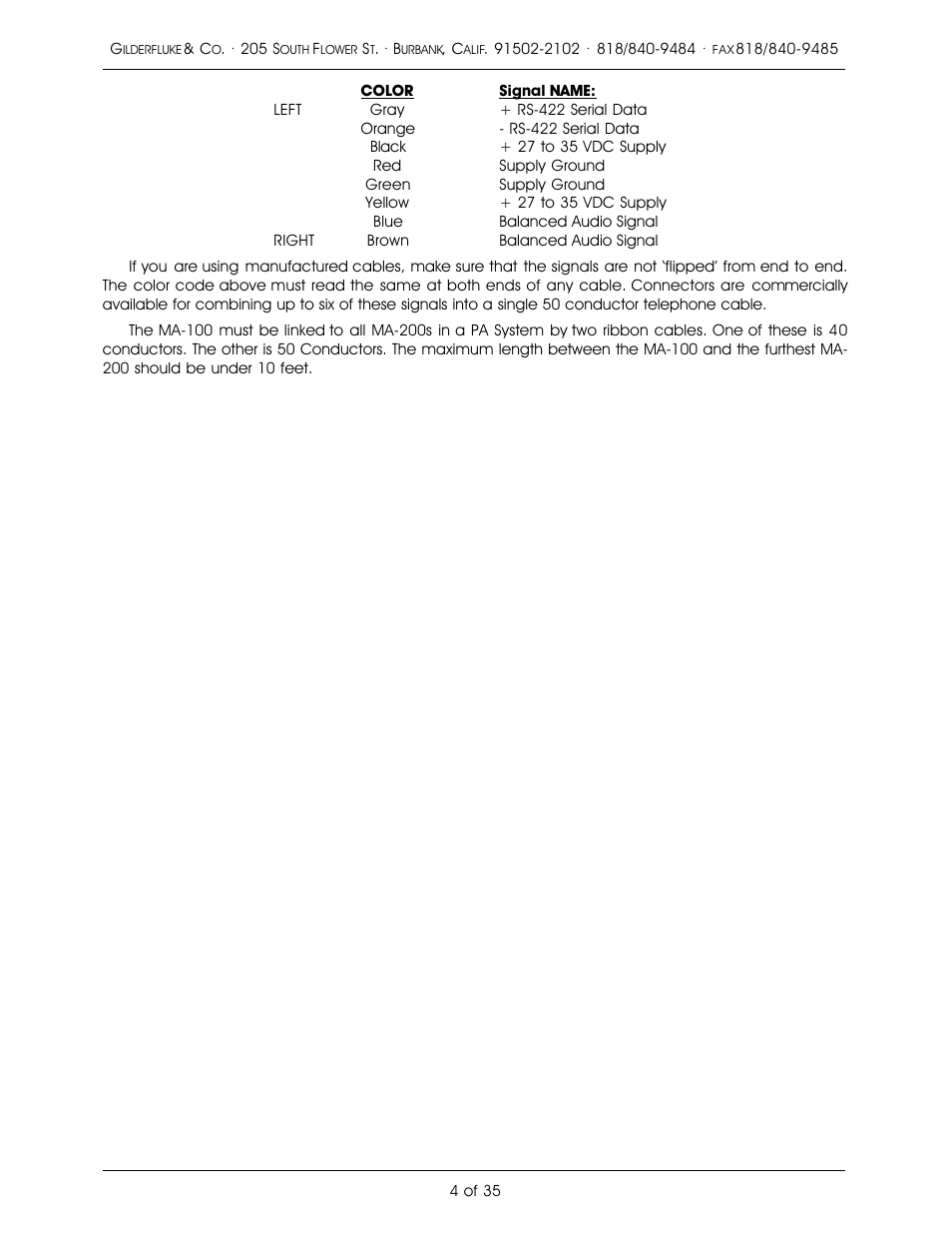 Gilderfluke&Co PA System User Manual | Page 8 / 39