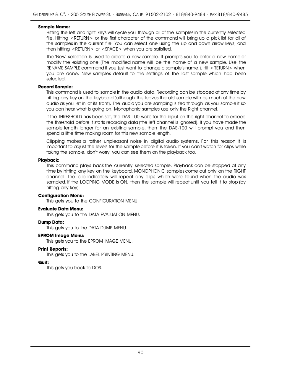 Gilderfluke&Co old MACs 8 bit Digital Audio System User Manual | Page 100 / 110