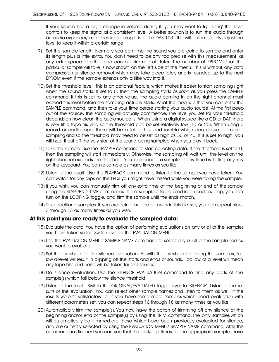 Gilderfluke&Co old MACs 8 bit Digital Audio System User Manual | Page 108 / 110