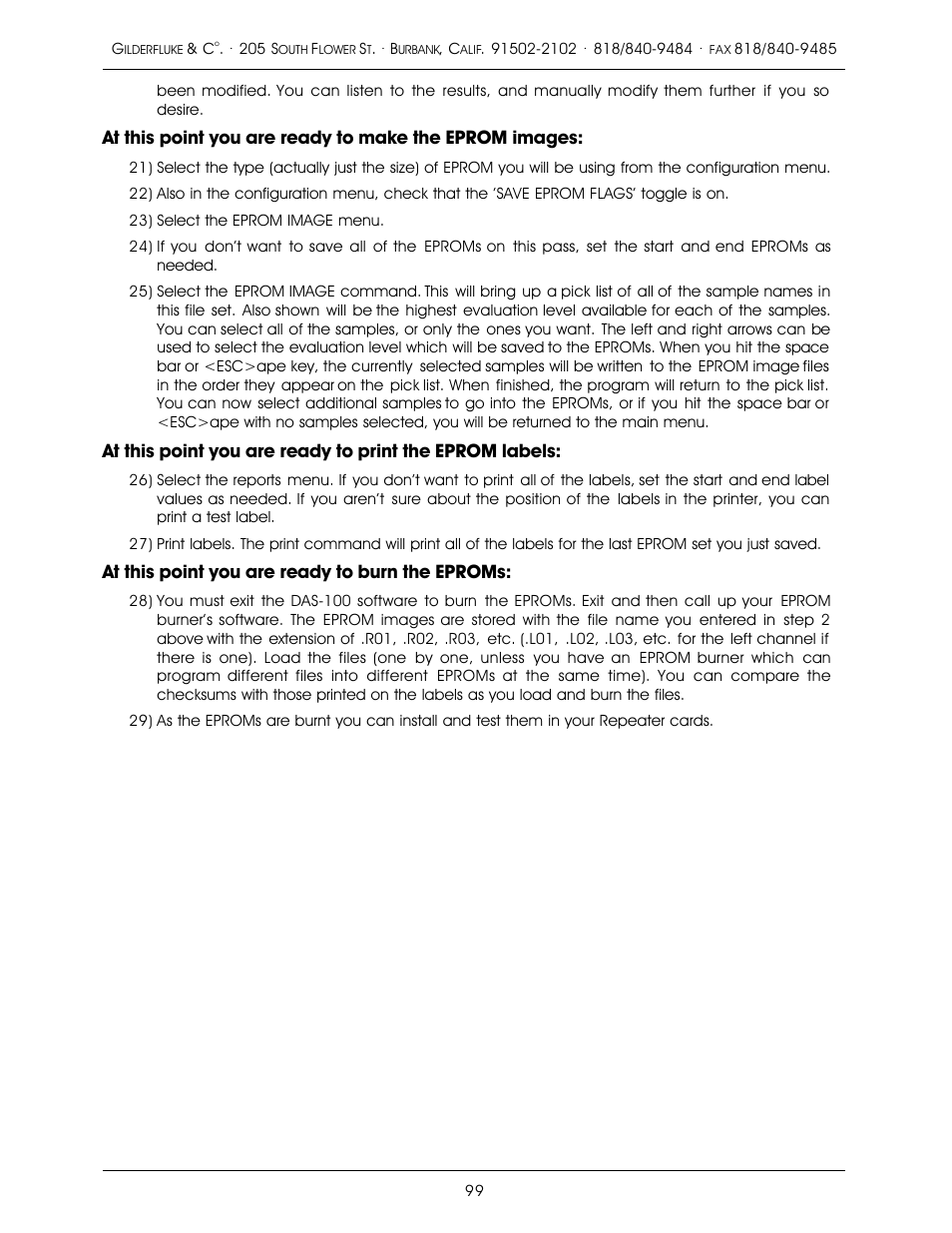 At this point you are ready to burn the eproms | Gilderfluke&Co old MACs 8 bit Digital Audio System User Manual | Page 109 / 110