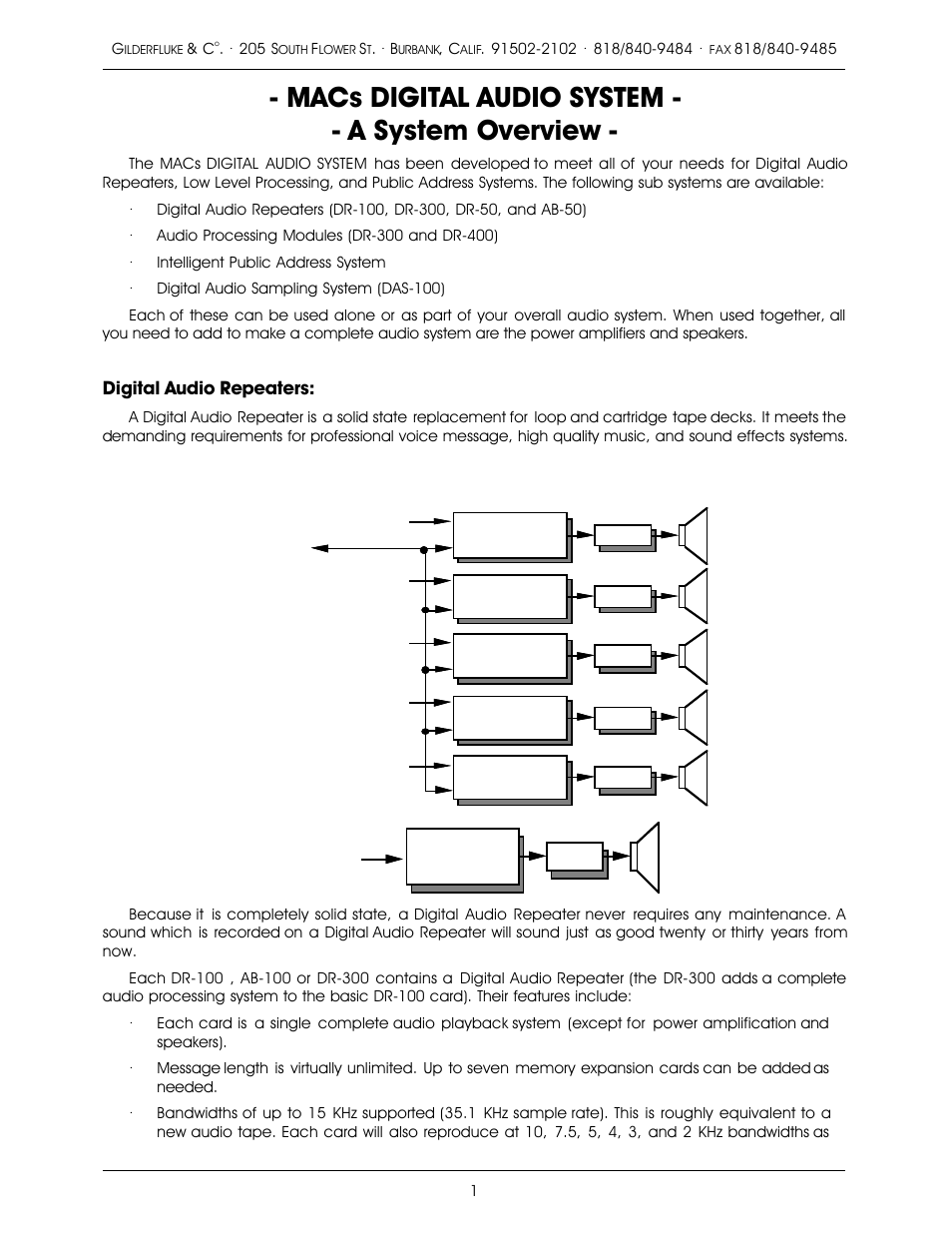 Macs digital audio system - - a system overview | Gilderfluke&Co old MACs 8 bit Digital Audio System User Manual | Page 11 / 110