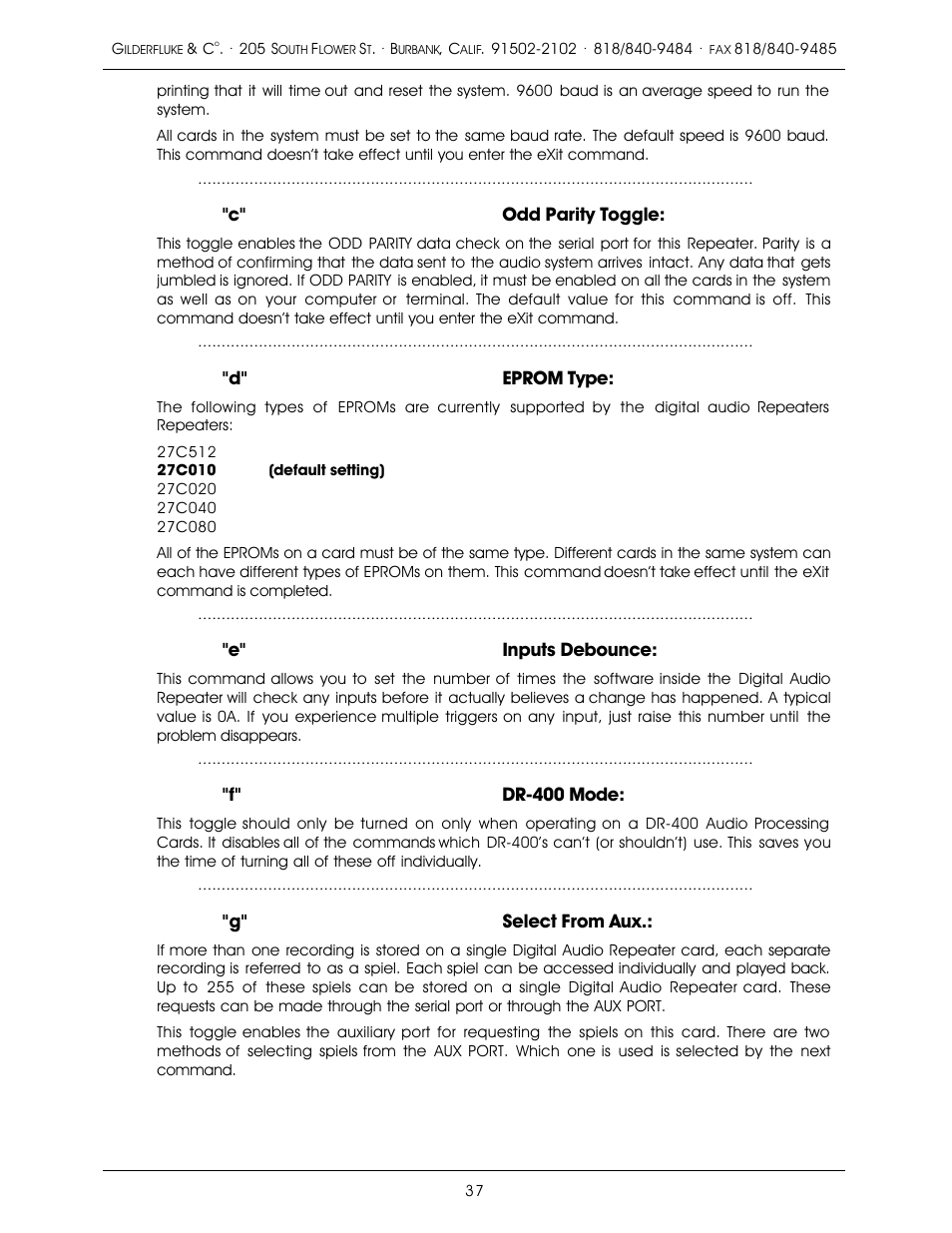 Gilderfluke&Co old MACs 8 bit Digital Audio System User Manual | Page 47 / 110