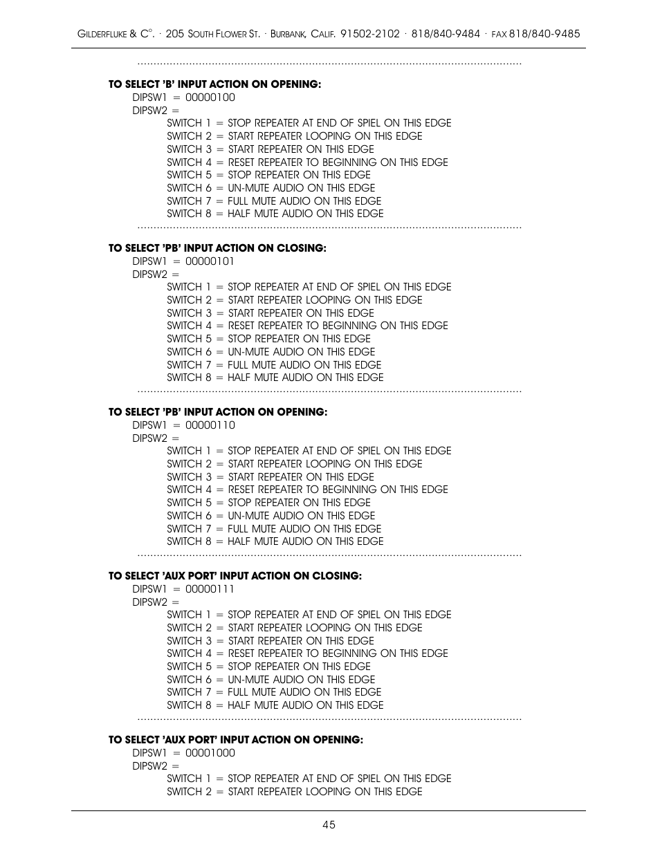 Gilderfluke&Co old MACs 8 bit Digital Audio System User Manual | Page 55 / 110