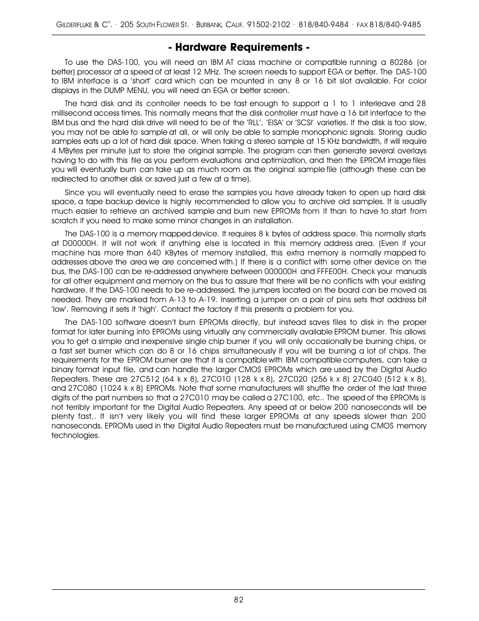 Hardware requirements | Gilderfluke&Co old MACs 8 bit Digital Audio System User Manual | Page 92 / 110