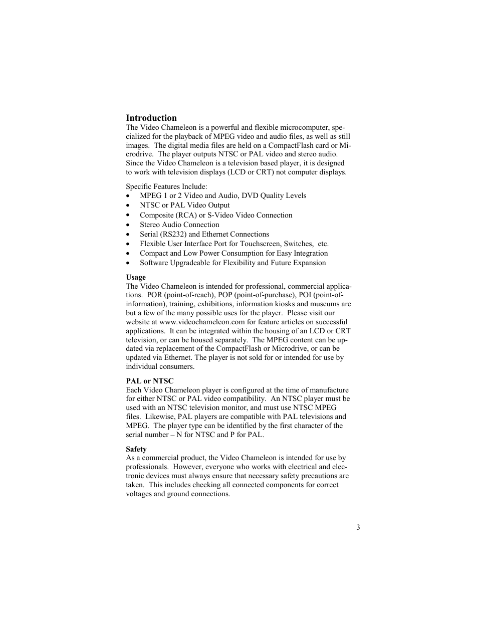 Introduction | Gilderfluke&Co Video Chameleon User Manual | Page 3 / 12