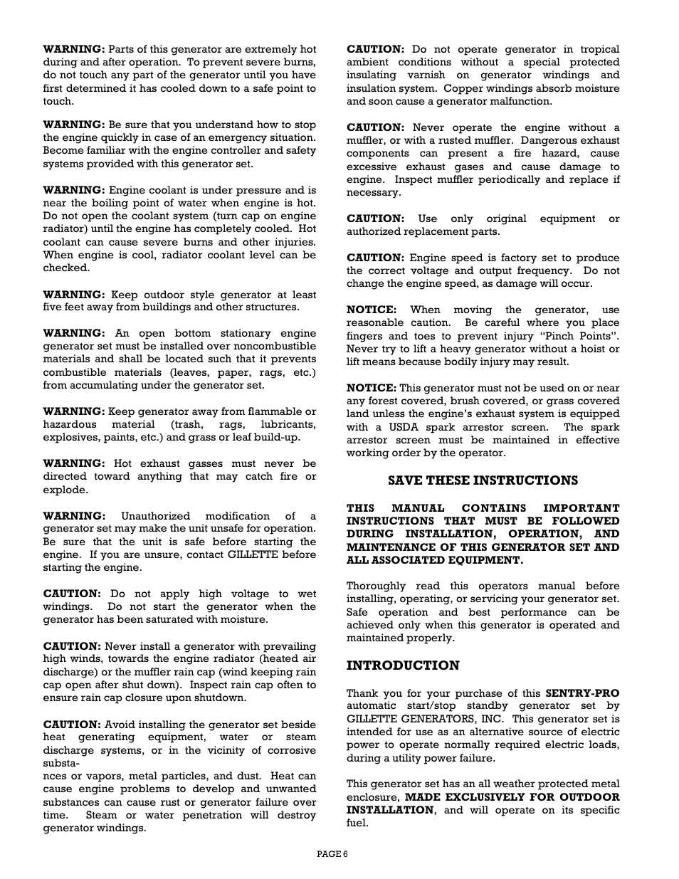 Gillette Generators SPMD-2500 THRU SPMD-4000 User Manual | Page 6 / 27